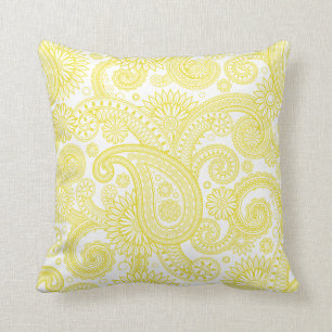 Dandelion Paisley Floral Swirl Throw Pillow