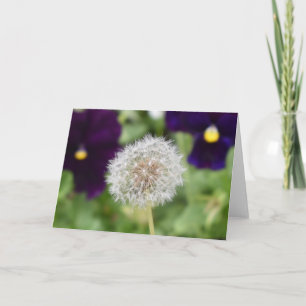 Dandelion & pansies greeting card