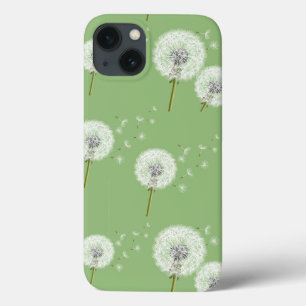 Dandelion Pattern on Green Background iPhone 13 Case