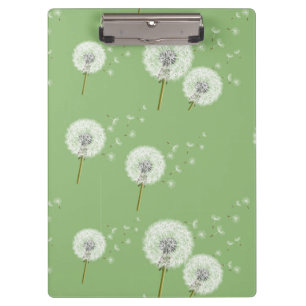 Dandelion Pattern on Green Background Clipboard