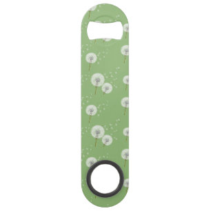 Dandelion Pattern on Green Background Speed Bottle Opener
