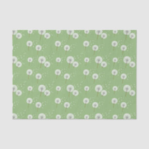 Dandelion Pattern on Green Background Tissue Paper