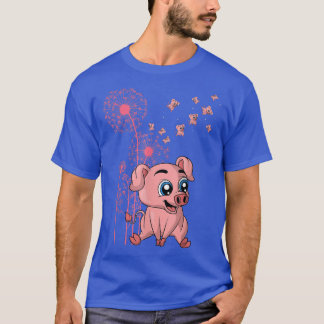 Dandelion Piglet Farm Animal Lover Farmer Cute Pig T-Shirt