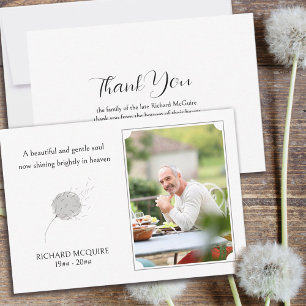 Dandelion Puff Gentle Soul Photo Funeral Thank You Card