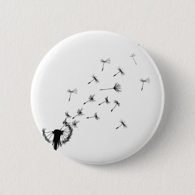 Dandelion puff in the wind 2 inch round button (Front)