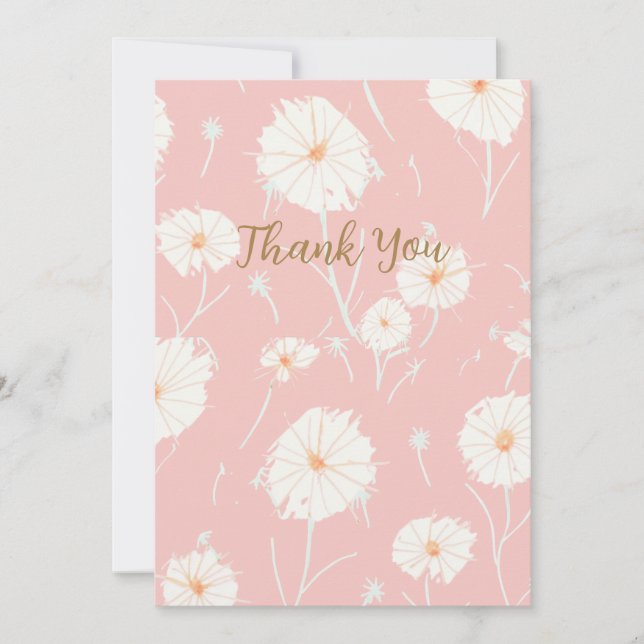 Dandelion Puff Pink Thank You Cards (Front)