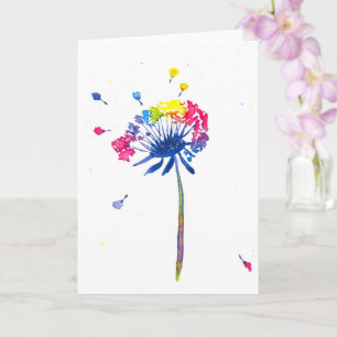 Dandelion Rainbow Folded Greeting Card