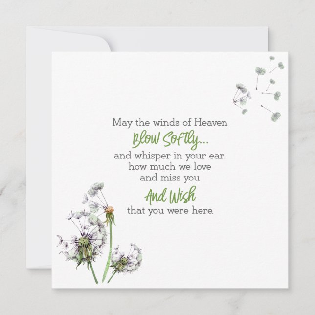 Dandelion Remembrance Card (Front)