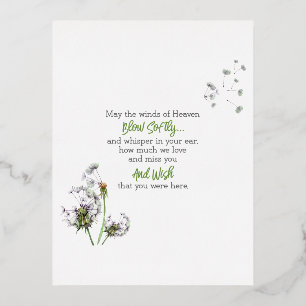Dandelion Remembrance Foil Holiday Postcard