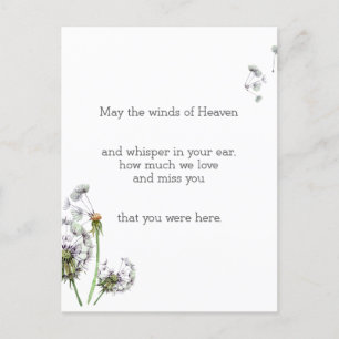 Dandelion Remembrance Postcard