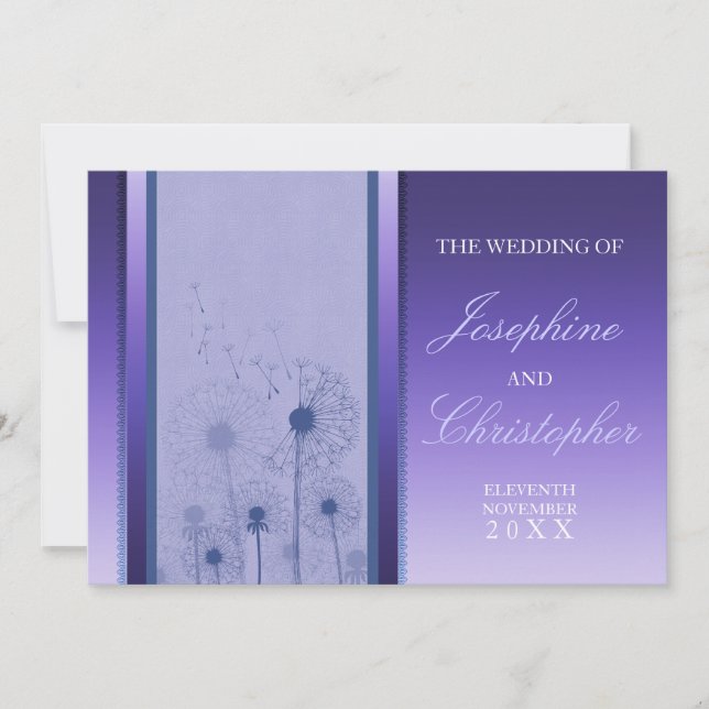 Dandelion Romance Violet Mariage Invitations (Devant)