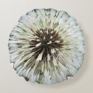 Dandelion Seed Head Macro Round Throw Pillow