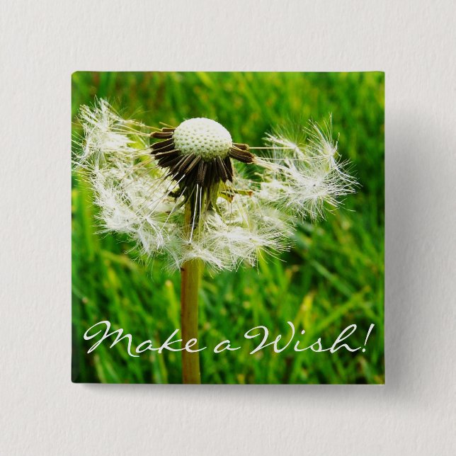 Dandelion Seeds 2 Inch Square Button (Front)