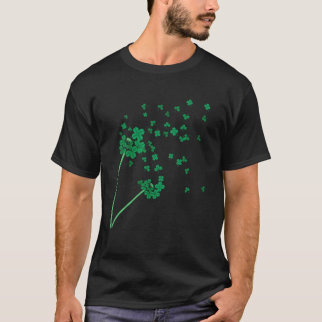 Dandelion Shamrock Clover Leaf St. Patrick Irish R T-Shirt (Front)