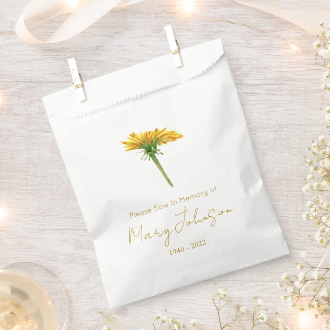 Dandelion | Simple Seed packet Funeral  Favour Bag (Clipped)