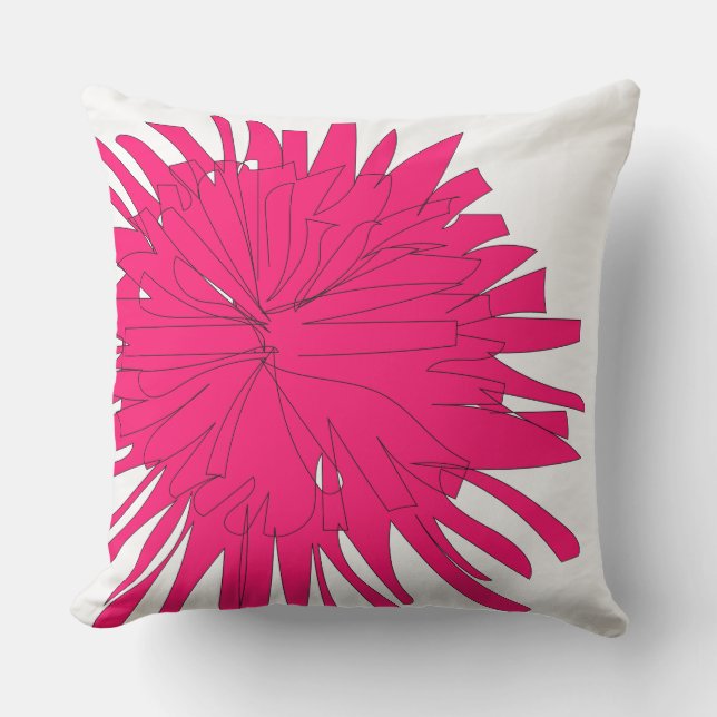 Dandelion sketch from our garden in fuchsia outdoor pillow (Front)