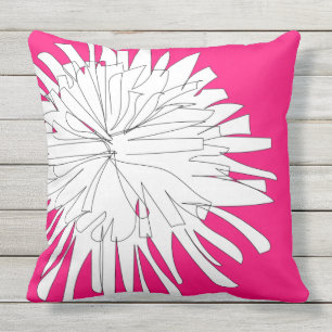 Dandelion sketch from our garden in fuchsia outdoor pillow