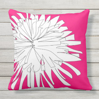 Dandelion sketch from our garden in fuchsia outdoor pillow