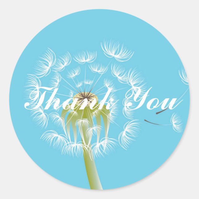 Dandelion sky Thank You Classic Round Sticker (Front)