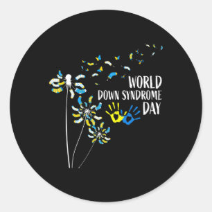 Dandelion Socks World Down Syndrome Day Awareness Classic Round Sticker