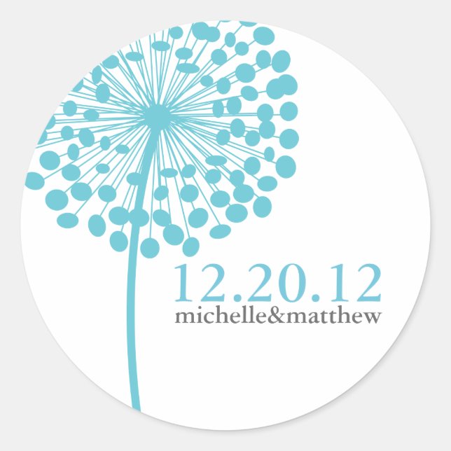 Dandelion Souhaite Mariage Favor Stickers (Devant)
