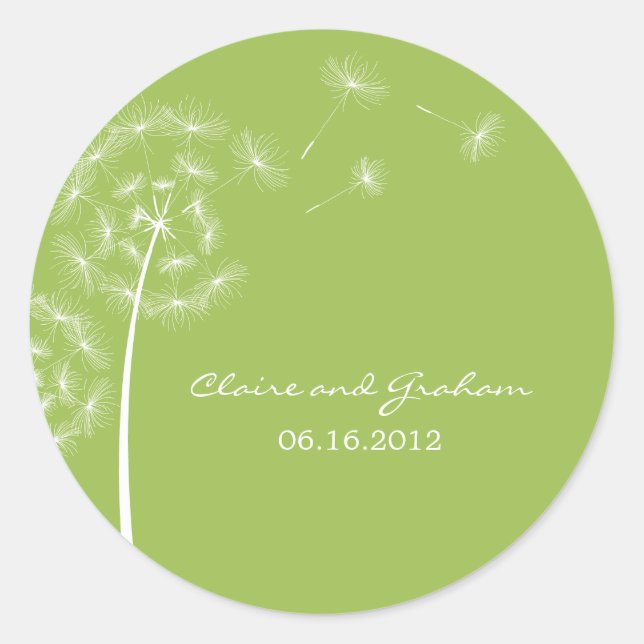 Dandelion Souhaitez Mariage Favor Sticker ou Adres (Devant)