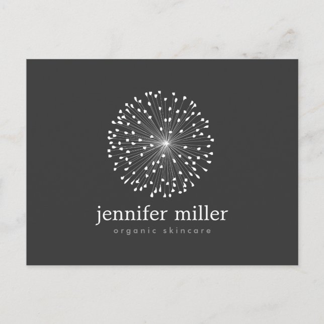 DANDELION STARBURST LOGO in WHITE Customizable Postcard (Front)