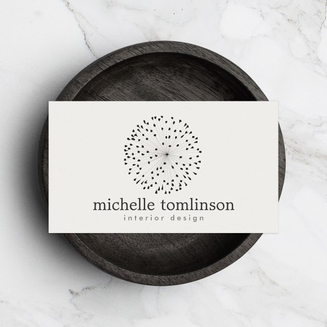 DANDELION STARBURST LOGO on LIGHT GRAY Business Card (Creator Uploaded)