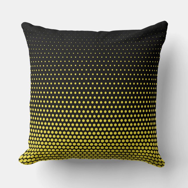 Dandelion Techno Dots Modern Black Throw Pillow (Front)