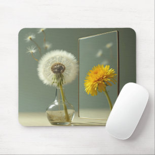 Dandelion Transformation Reflected In a Mirror Mouse Pad