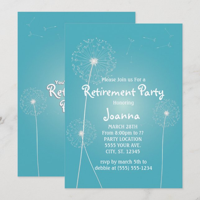 Dandelion turquoise, Invitations du parti de retra (Devant / Derrière)