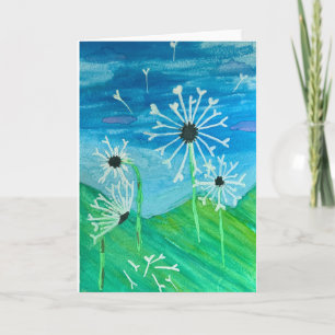 Dandelion Watercolor Blank Greeting Card