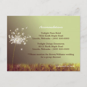 Dandelion Wedding Accommodation Enclosure Postcard