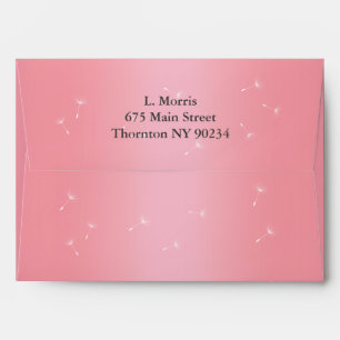 Dandelion Wedding Invitation Envelope in Rose Gold