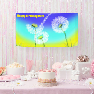 Dandelion Weed Clock, Mothers Birthday Banner