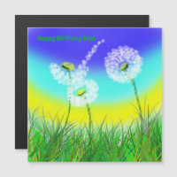 Dandelion Weed Clock, Mums Birthday, Magnetic Card