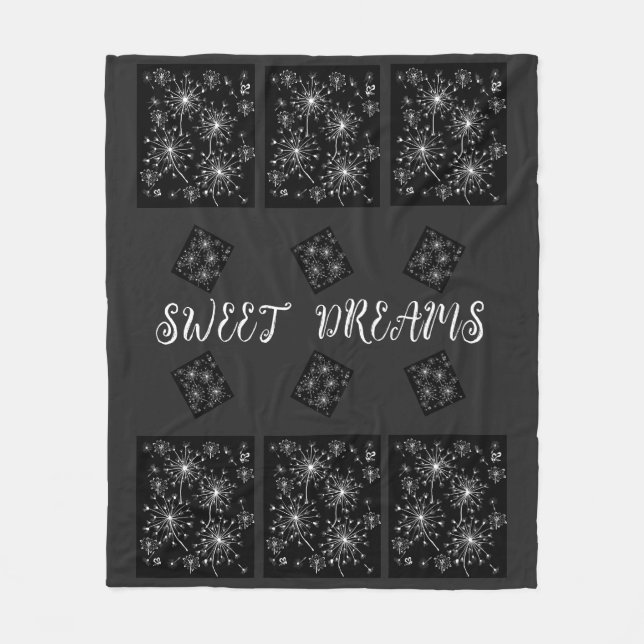 Dandelion, Wild Flowers, and Honey Bees Fleece Blanket (Front)