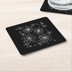 Dandelion, Wild Flowers, and Honey Bees Square Paper Coaster