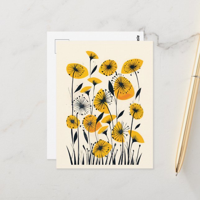 Dandelion wildflower field postcard (Front/Back In Situ)