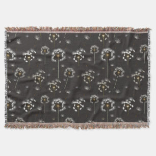 Dandelion Wildflower Pattern Throw Blanket