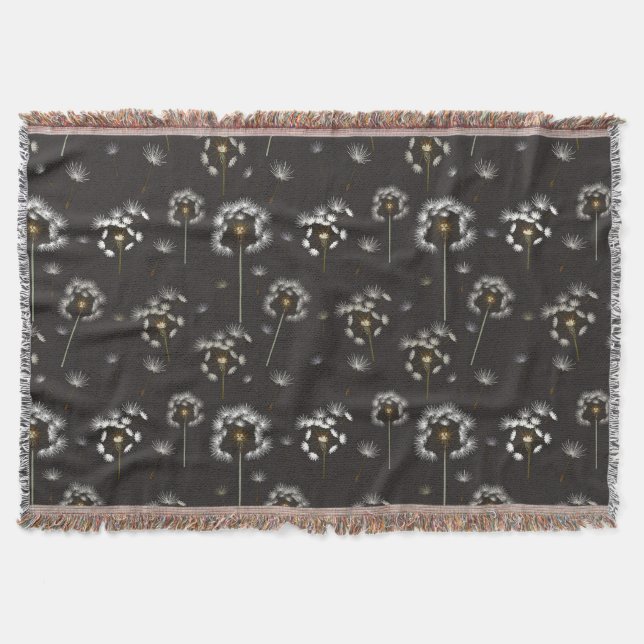 Dandelion Wildflower Pattern Throw Blanket (Front)