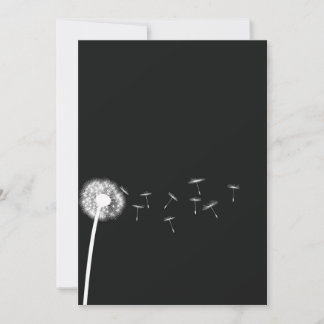 Dandelion Wish Black and White Wedding Invitation