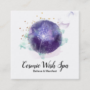 *~* Dandelion Wish Sky Cosmo Stars Universe Square Business Card