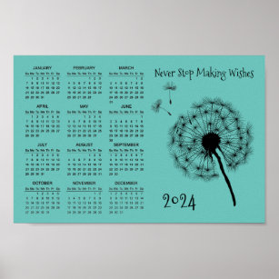 Dandelion Wishes Design 2024 Calendar Poster