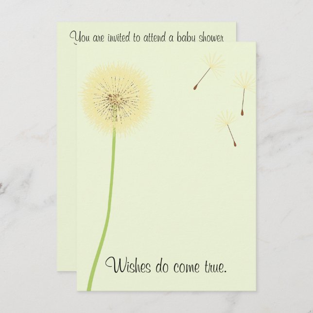 Dandelion Wishes for a Baby Shower Invitation (Front/Back)