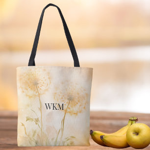 Dandelion Wishes Monogram Tote Bag