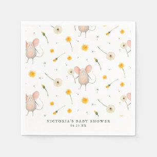 Dandelion Wishes Spring Watercolor Baby Shower Napkin