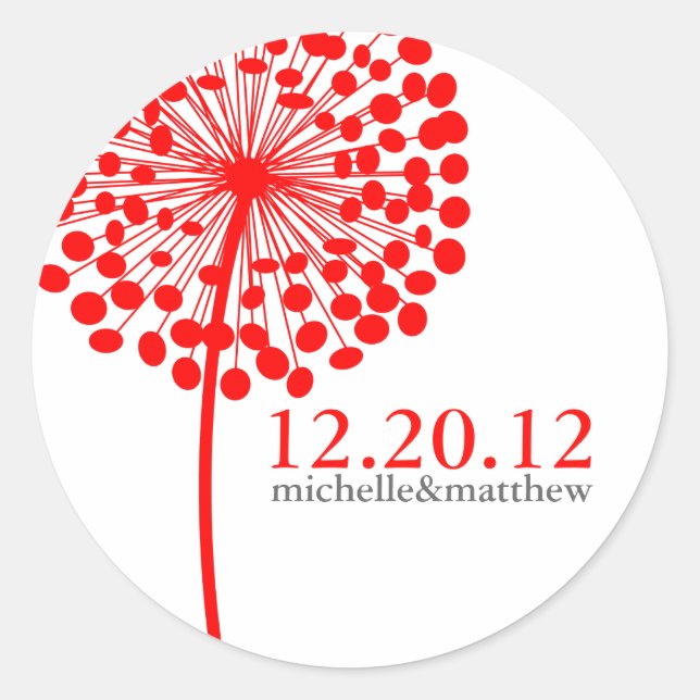 Dandelion Wishes Wedding Favour Stickers (Front)