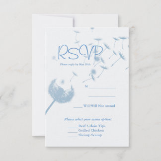 Dandelion Wishes Wedding on Soft Teal, RVSP Card