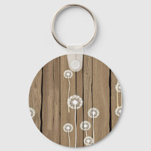 Dandelion Wood Rustic Pattern Keychain